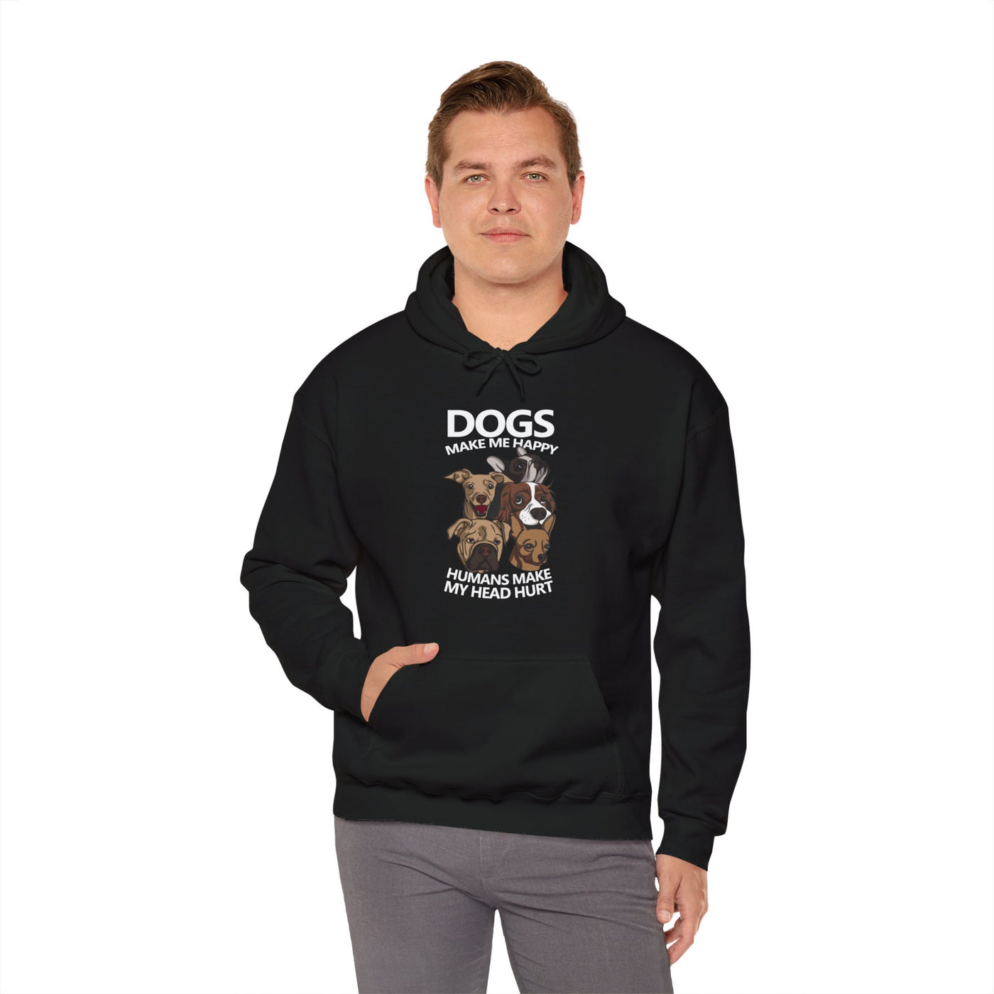 Dogs makes me happy Hooded Sweatshirt