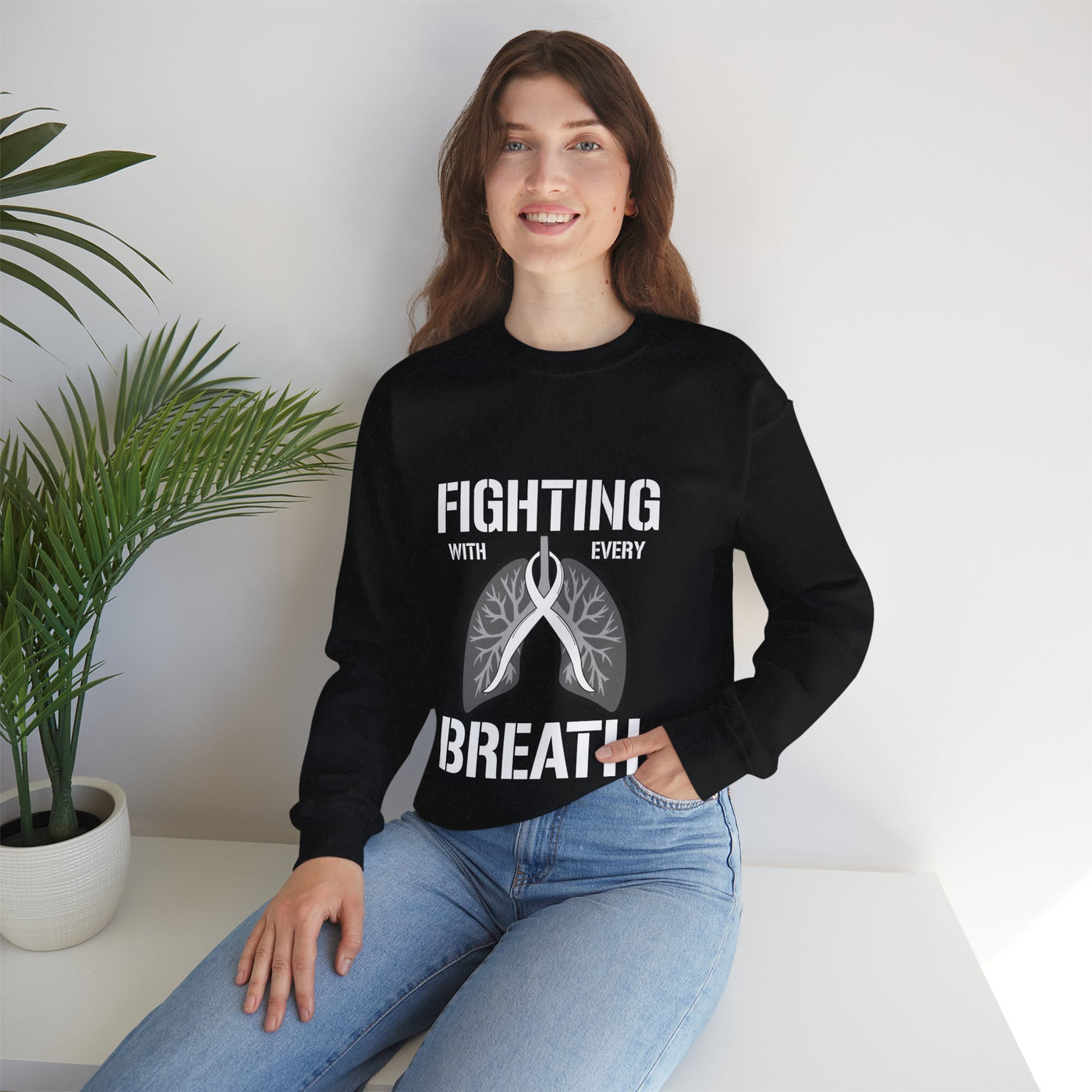Fighting  With Every Breath Crewneck Sweatshirt