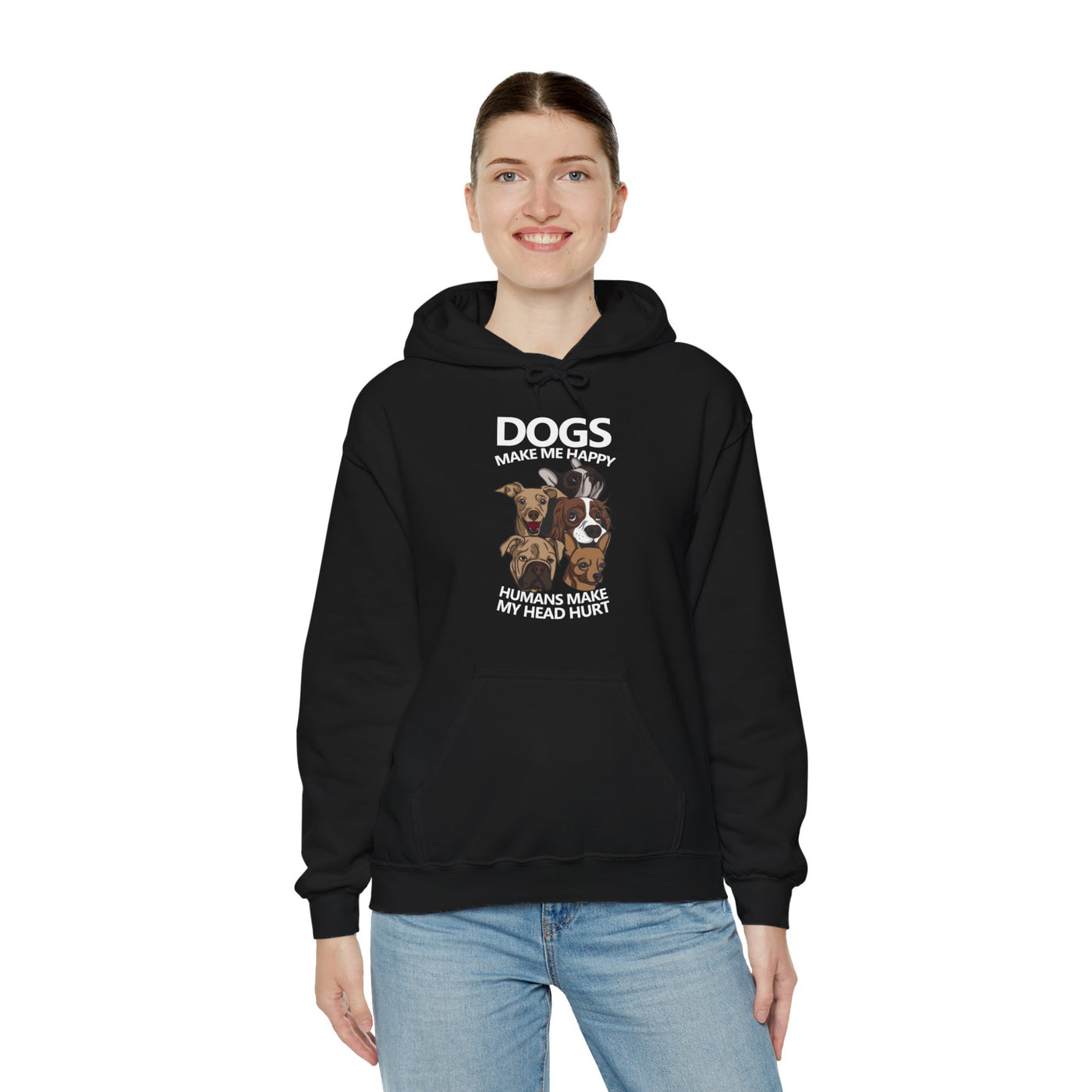 Dogs makes me happy Hooded Sweatshirt