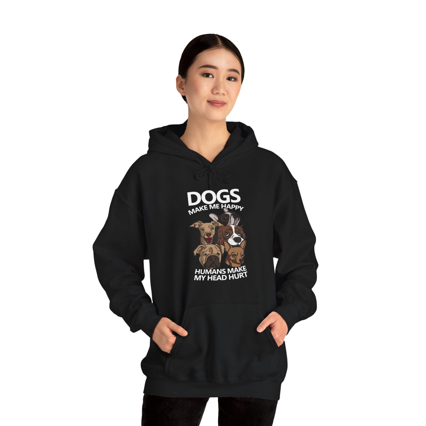 Dogs makes me happy Hooded Sweatshirt