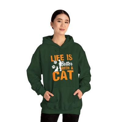 Life is better with cat Hooded Sweatshirt