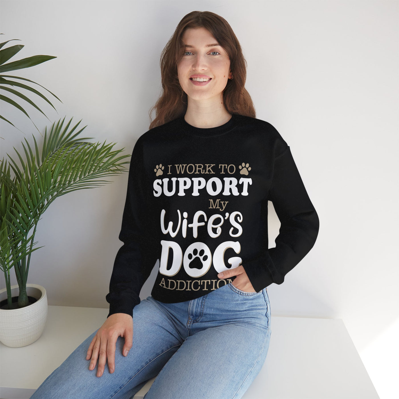 Support  My Wife Dog Crewneck Sweatshirt