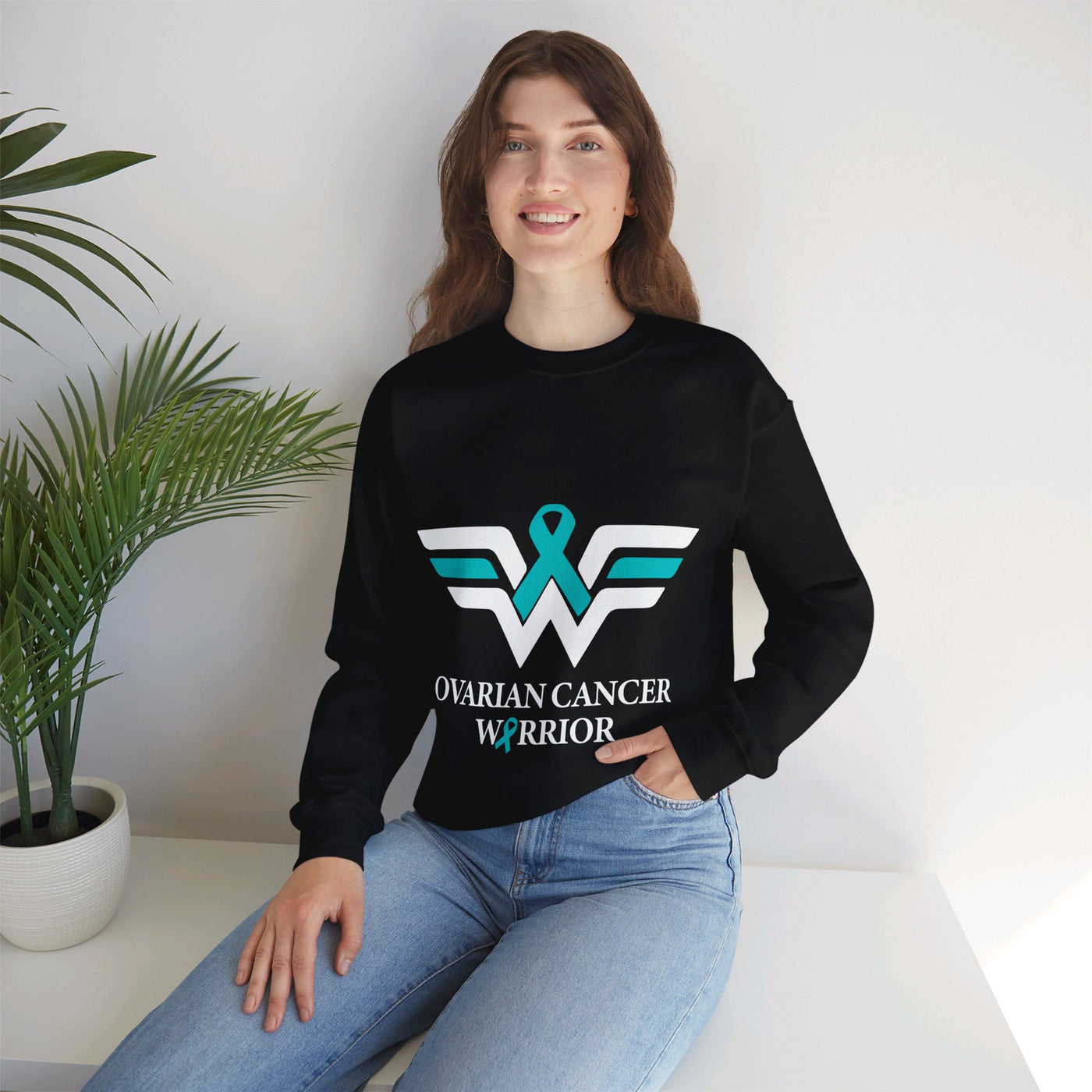 Ovarian Cancer Warrior Crewneck Sweatshirt