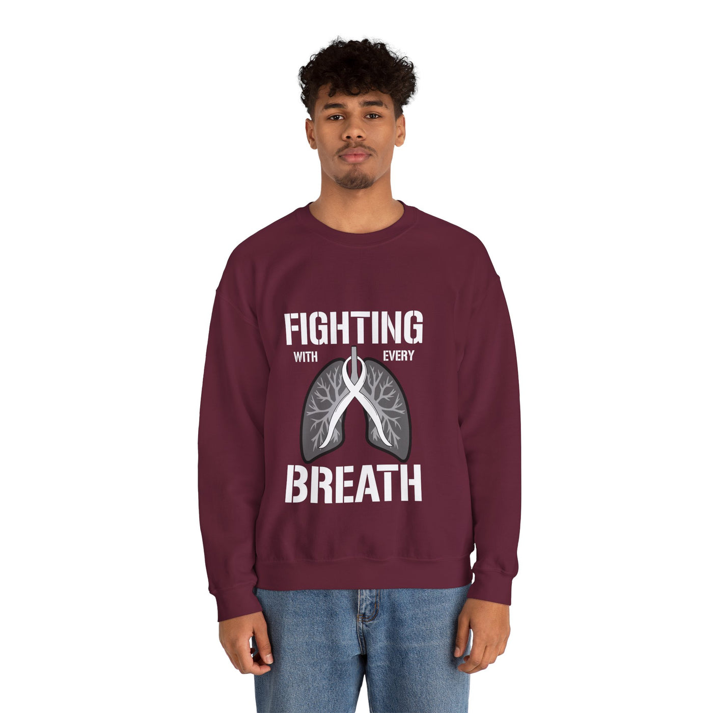 Fighting  With Every Breath Crewneck Sweatshirt
