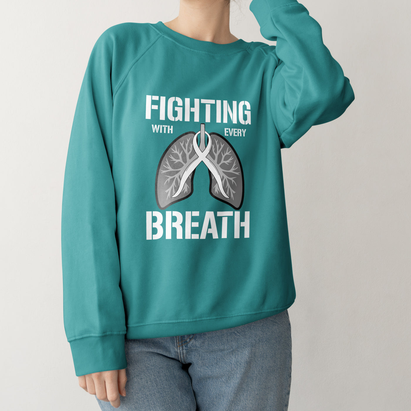 Fighting  With Every Breath Crewneck Sweatshirt